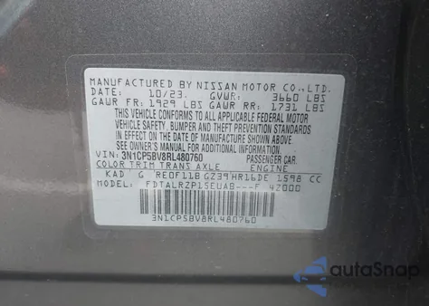 2024 Nissan Kicks S Xtronic Cvt from USA, damaged, VIN 3N1CP5BV8RL480760